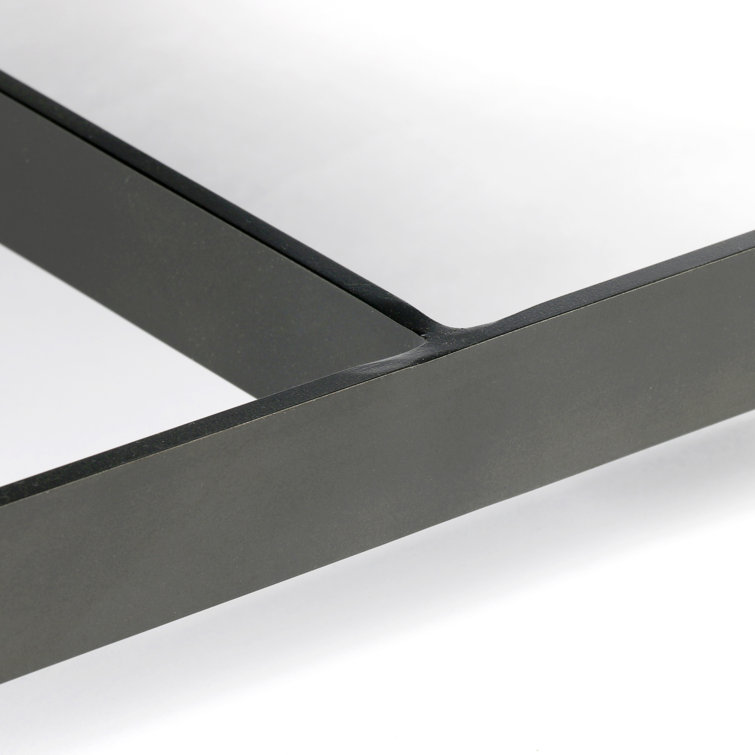 Ebony Leather and Metal Rectangular Coffee Table