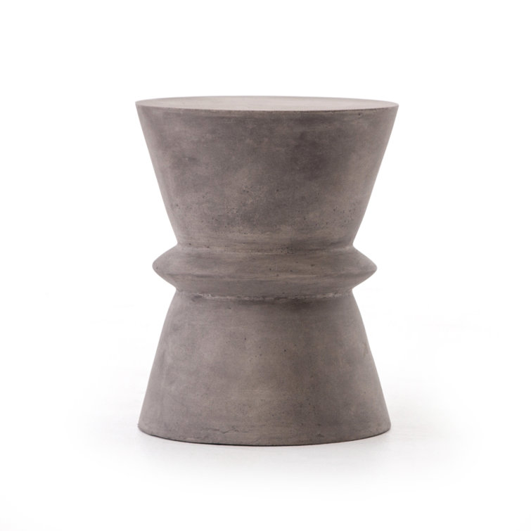 Gray Concrete Round Hourglass End Table