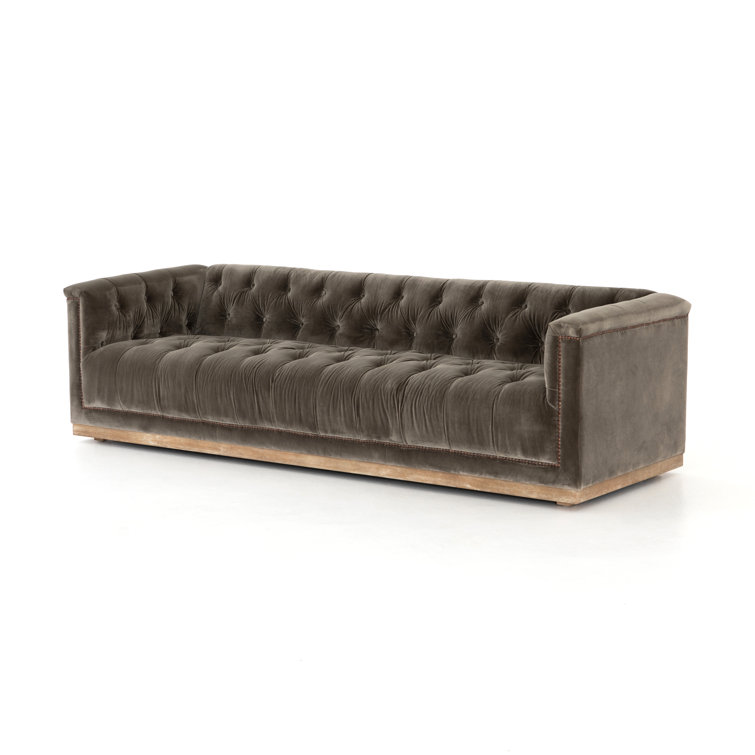 Maxx Contemporary Gray Velvet Sofa with Aged Bronze Accents