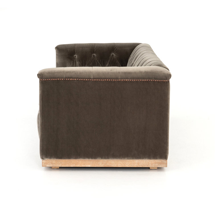 Maxx Contemporary Gray Velvet Sofa with Aged Bronze Accents