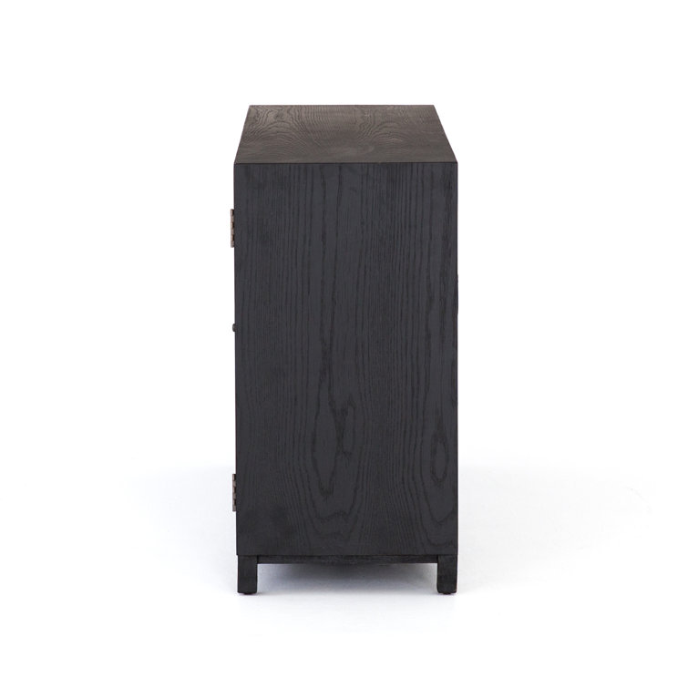 Millie Contemporary Black Oak 59'' Sideboard with Glass Doors