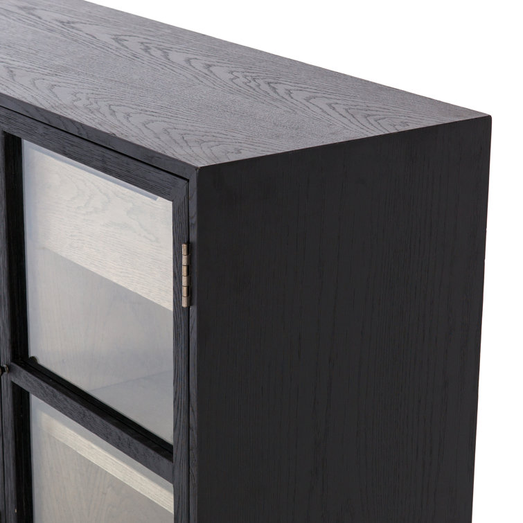 Millie Contemporary Black Oak 59'' Sideboard with Glass Doors