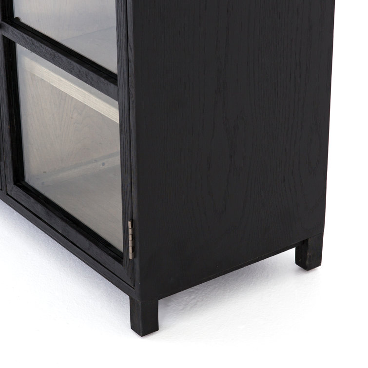 Millie Contemporary Black Oak 59'' Sideboard with Glass Doors