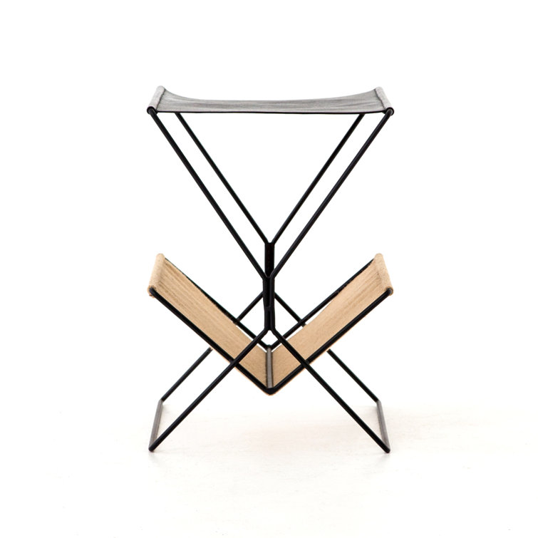 Black Metal and Hemp Fabric Magazine Rack