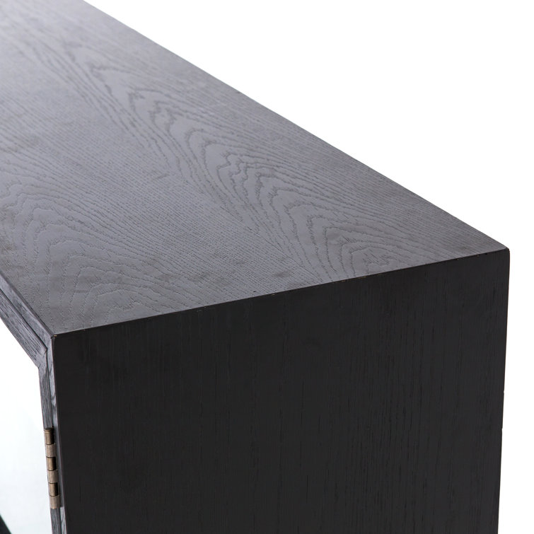 Millie Contemporary Black Oak 59'' Sideboard with Glass Doors