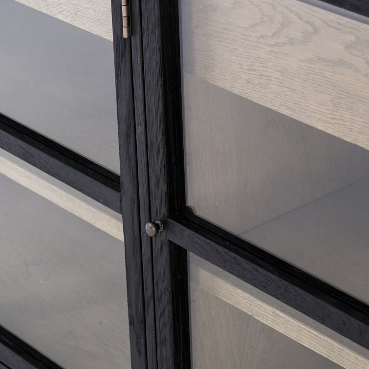Millie Contemporary Black Oak 59'' Sideboard with Glass Doors
