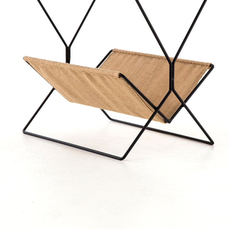 Black Metal and Hemp Fabric Magazine Rack