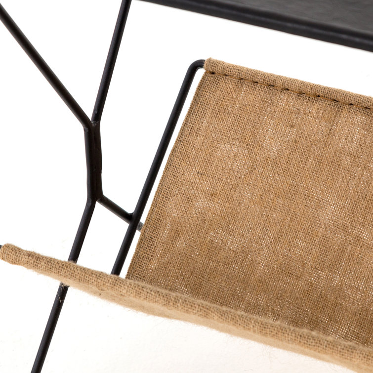 Black Metal and Hemp Fabric Magazine Rack