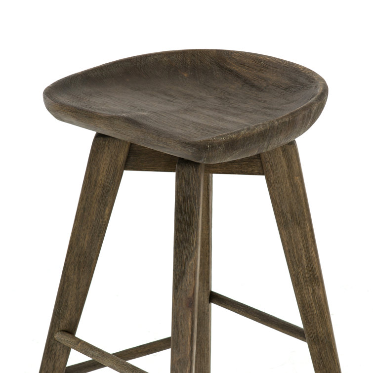 Contemporary Charcoal Gray Swivel Counter Stool in Solid Wood