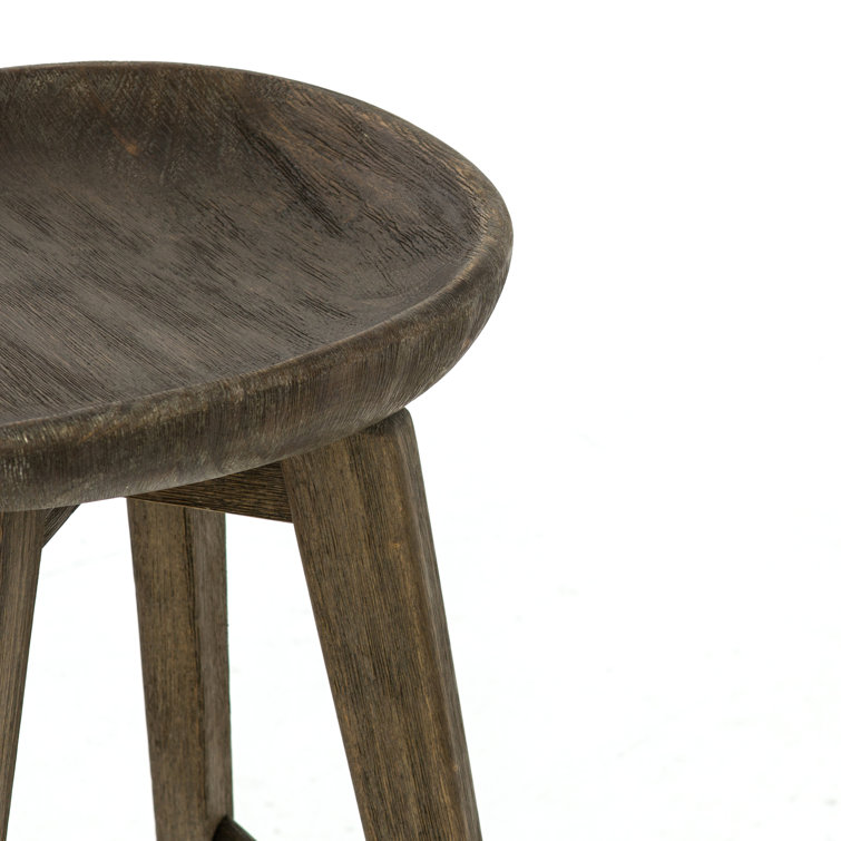 Contemporary Charcoal Gray Swivel Counter Stool in Solid Wood