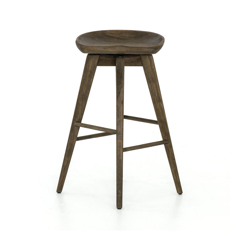 Contemporary Charcoal Gray Swivel Counter Stool in Solid Wood