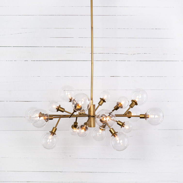 Matte Brass 47.25" Sputnik Chandelier with Clear Glass Bulbs
