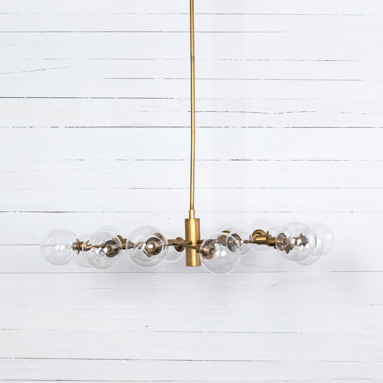 Matte Brass 47.25" Sputnik Chandelier with Clear Glass Bulbs