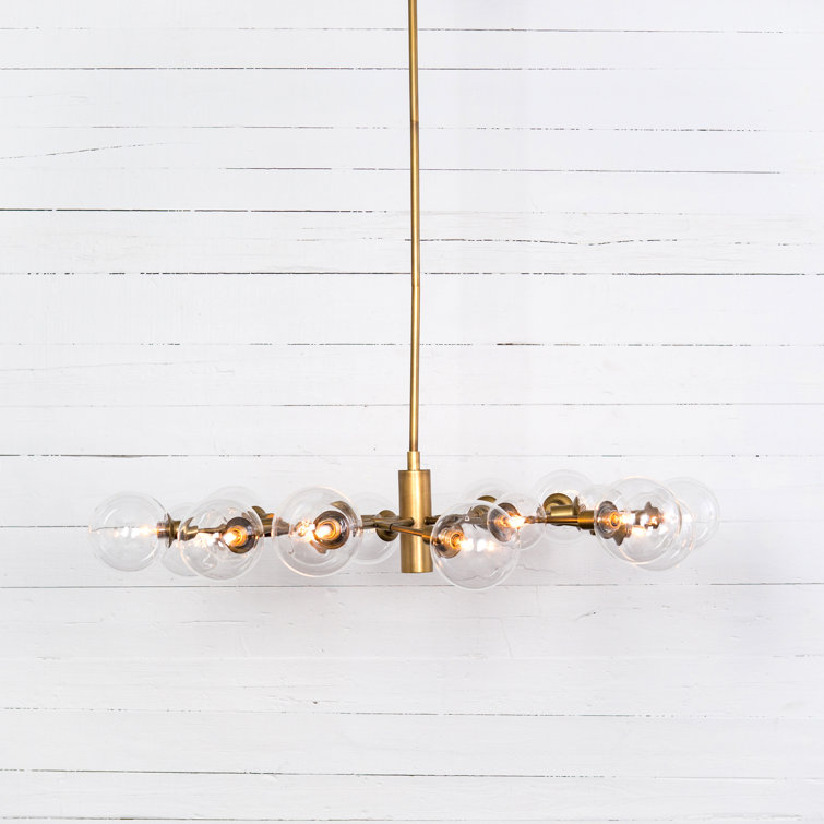 Matte Brass 47.25" Sputnik Chandelier with Clear Glass Bulbs