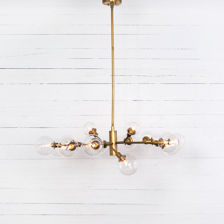 Matte Brass 47.25" Sputnik Chandelier with Clear Glass Bulbs