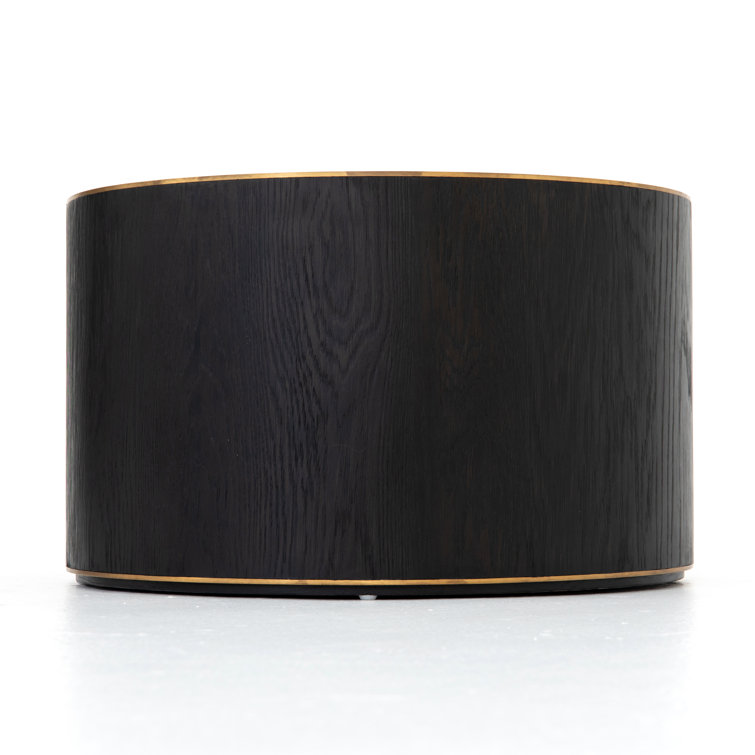 Perry 40" Deep Brown Oak and Brass Coffee Table
