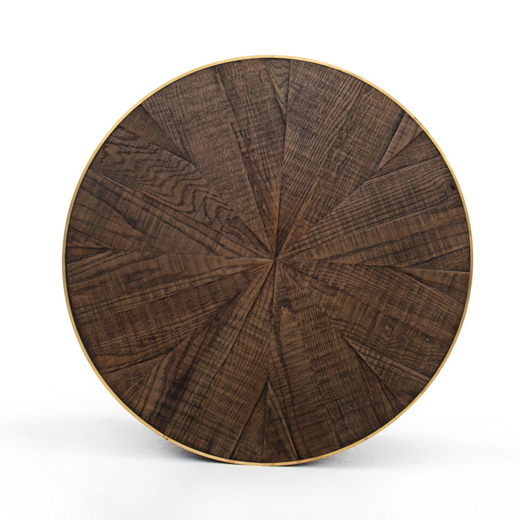 Perry 40" Deep Brown Oak and Brass Coffee Table