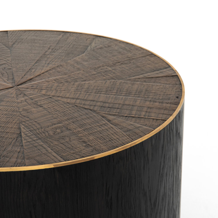 Perry 40" Deep Brown Oak and Brass Coffee Table