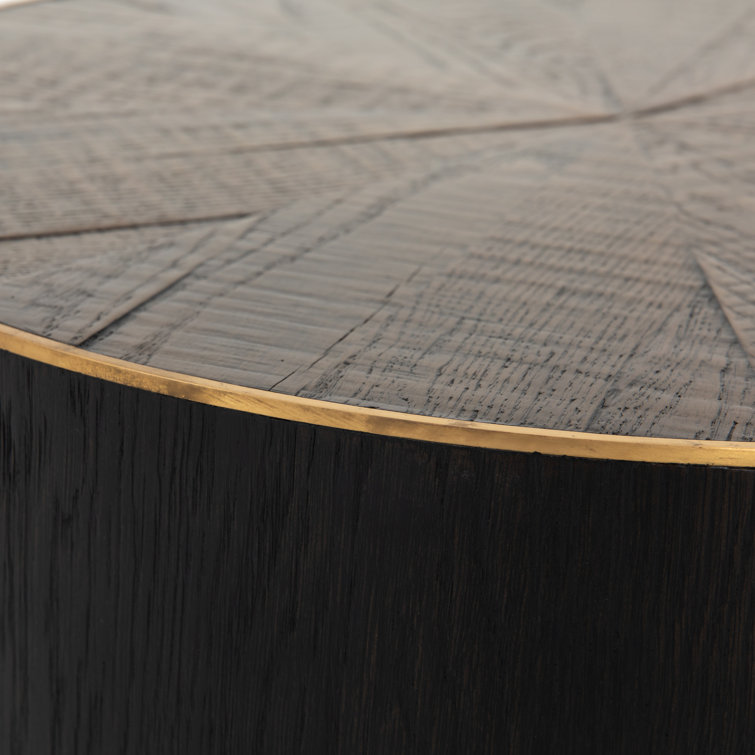 Perry 40" Deep Brown Oak and Brass Coffee Table