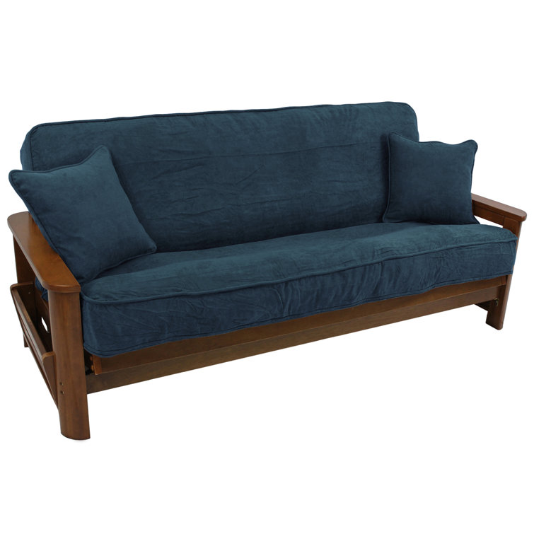 Indigo Microsuede Full Futon Cover Set with Throw Pillows