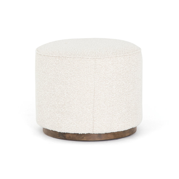 Knoll Natural Cream Round Suede Ottoman