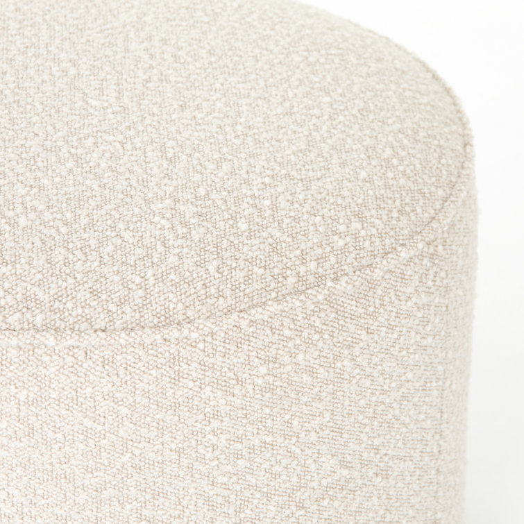 Aldora Natural Boucle Round Plinth Base Upholstered Stool