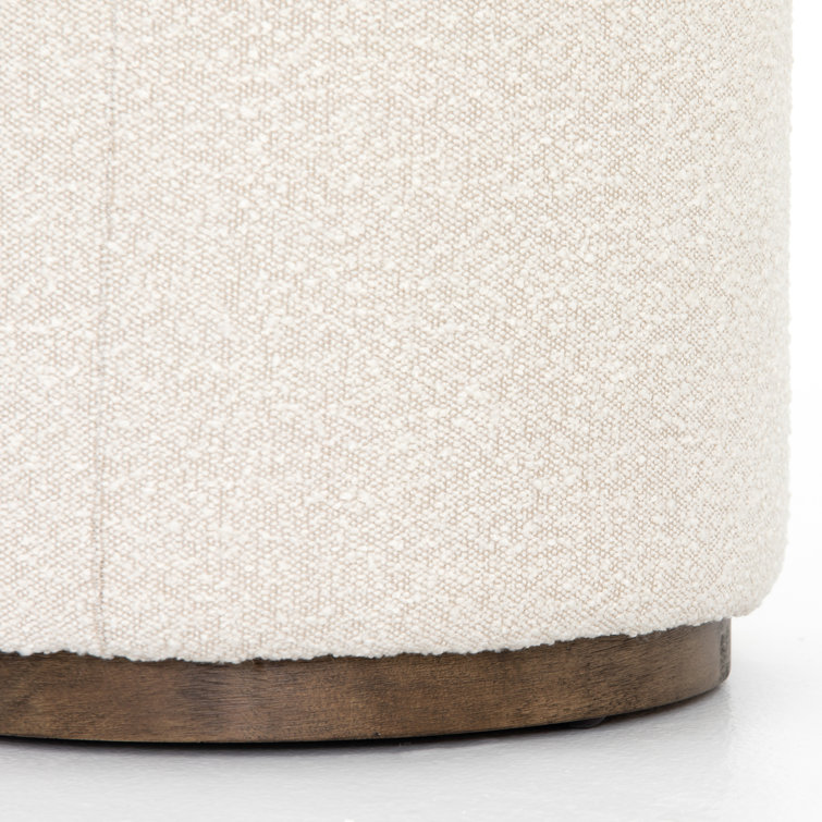 Aldora Natural Boucle Round Plinth Base Upholstered Stool