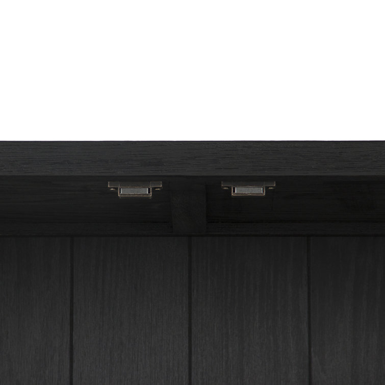 Drifted Black Rustic Oak Curio Cabinet with Iron Legs