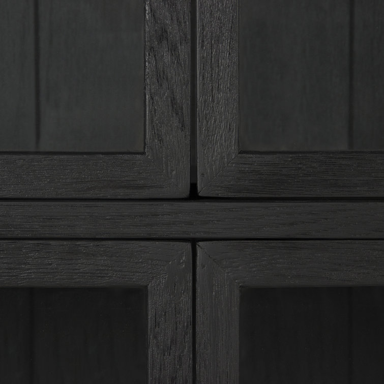Drifted Black Rustic Oak Curio Cabinet with Iron Legs