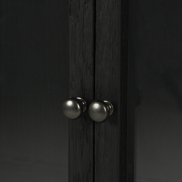 Drifted Black Rustic Oak Curio Cabinet with Iron Legs