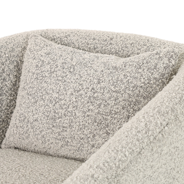 Domino White Leather Swivel Chair with Plush Pillow