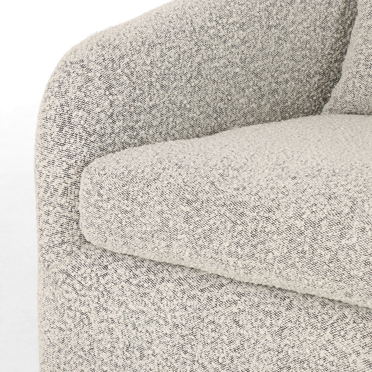 Domino White Leather Swivel Chair with Plush Pillow