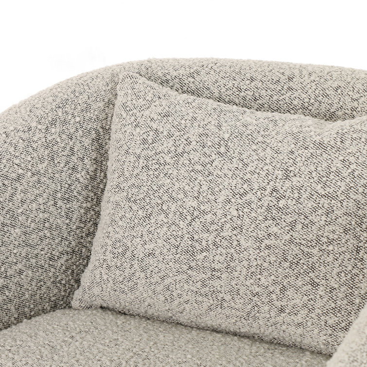 Domino White Leather Swivel Chair with Plush Pillow