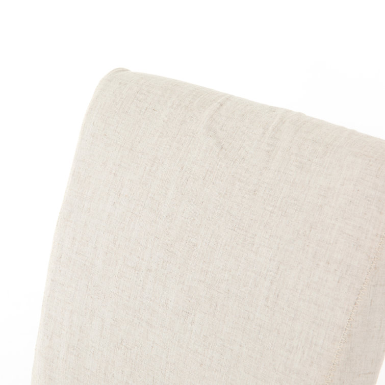 Cream Linen Upholstered Parsons Side Chair with Wood Frame