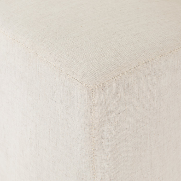 Cream Linen Upholstered Parsons Side Chair with Wood Frame