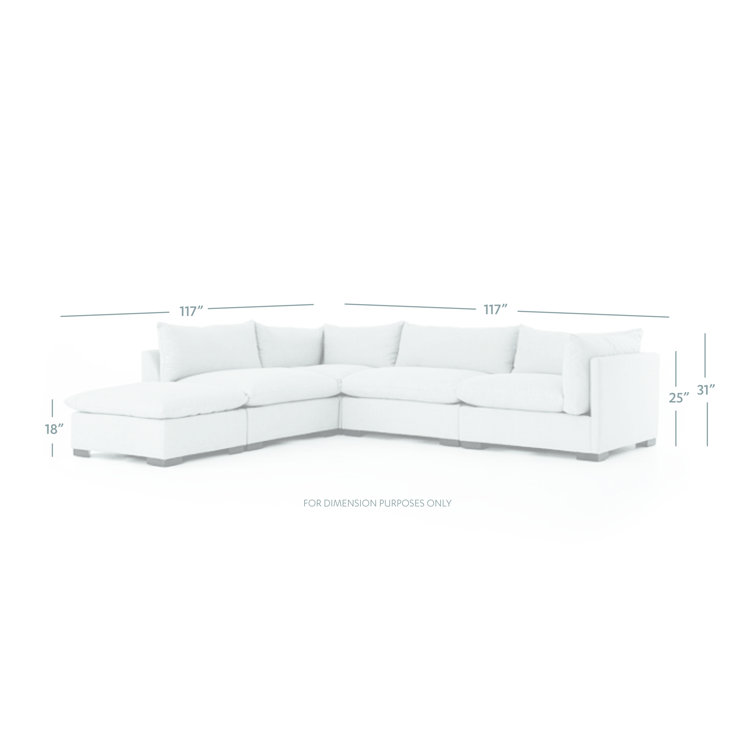 Bennett Moon Modular Sectional Sofa with Ottoman and Pillow Back