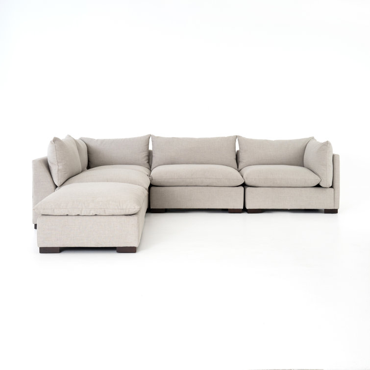 Bennett Moon Modular Sectional Sofa with Ottoman and Pillow Back