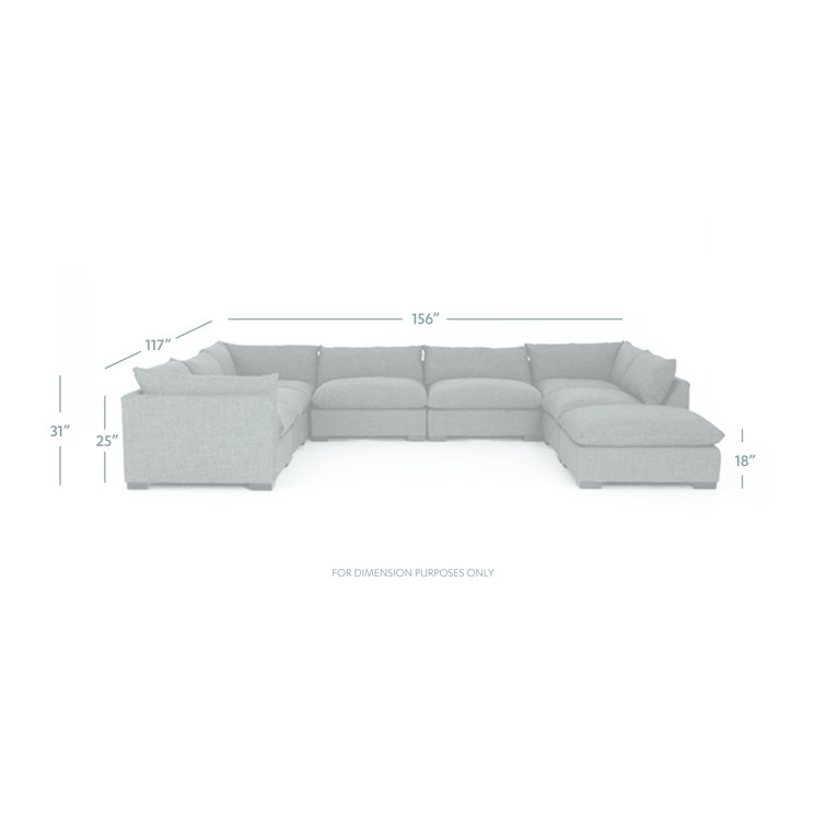 Bennett Charcoal Seven-Piece Fabric Sectional with Ottoman