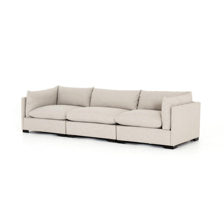 Bennett Moon Beige Three-Piece Fabric Sectional Sofa