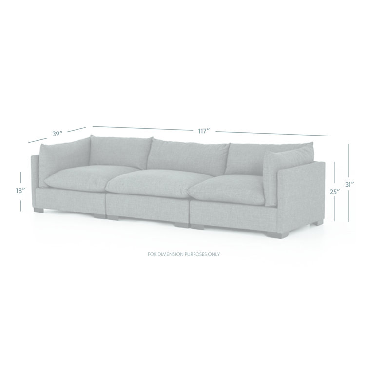 Bennett Moon Beige Three-Piece Fabric Sectional Sofa
