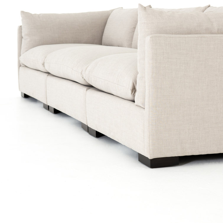 Bennett Moon Beige Three-Piece Fabric Sectional Sofa