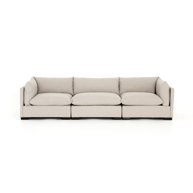Bennett Moon Beige Three-Piece Fabric Sectional Sofa