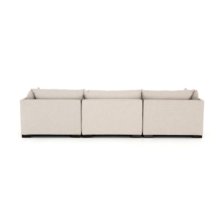 Bennett Moon Beige Three-Piece Fabric Sectional Sofa