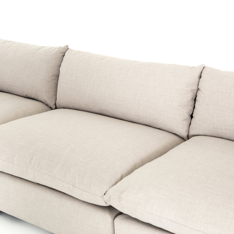 Bennett Moon Beige Three-Piece Fabric Sectional Sofa