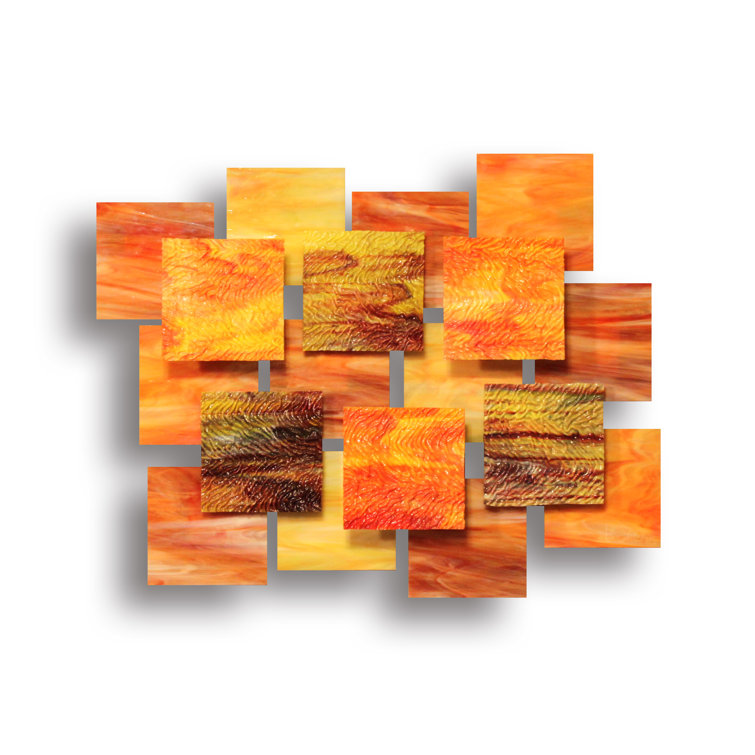 Autumn Asymmetric Glass and Metal Wall Sculpture