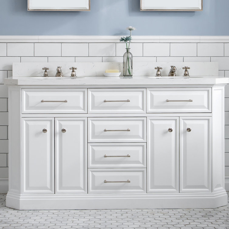 Palace 60'' Pure White Double Vanity with Quartz Top