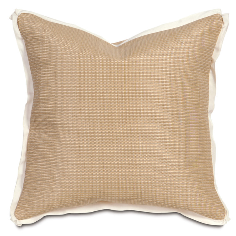 Beige Taupe Polypropylene Square Throw Pillow with Faux Down Insert