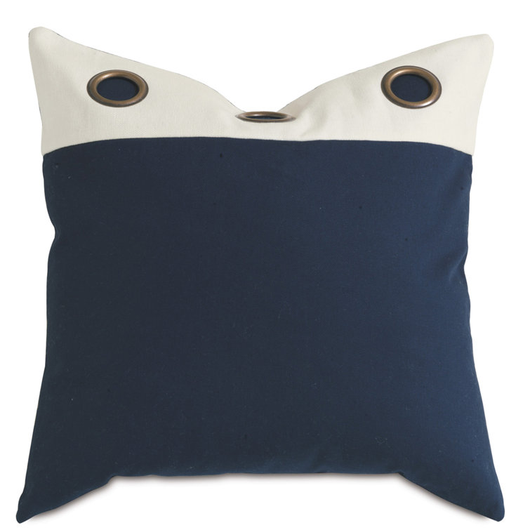 Schooner Navy and Filly White Square Cotton Pillow with Grommets
