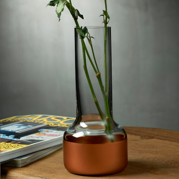 Elegant Contour Crystal Bud Vase with Copper Accent