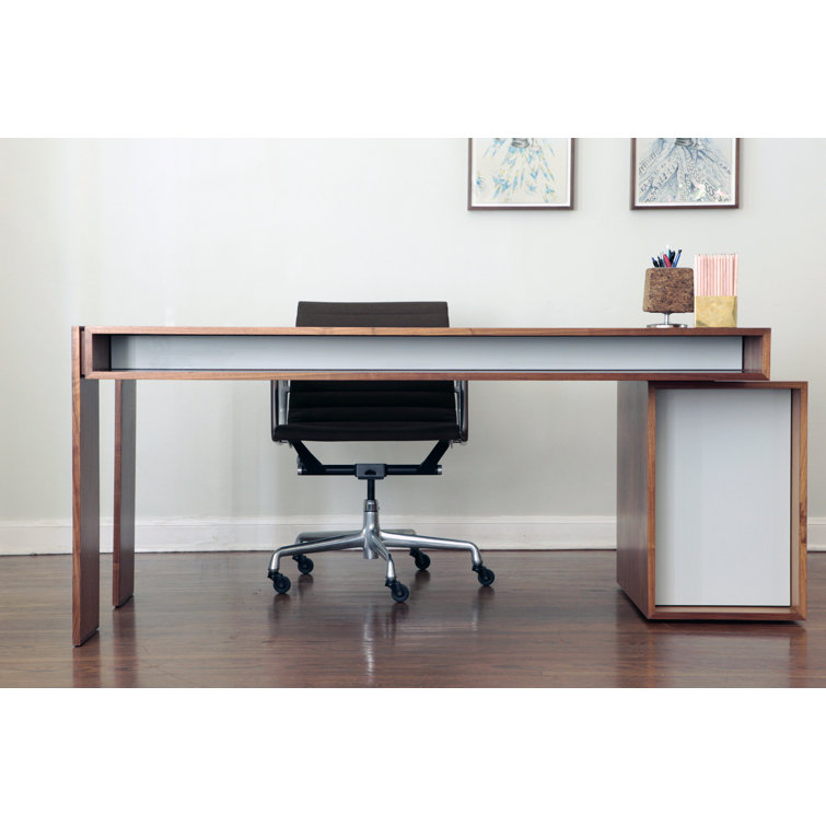 Battleship Gray Executive Desk with Deep Pencil Drawers